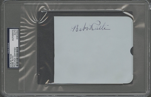 Babe Ruth Single Signed Album Page (PSA/DNA)